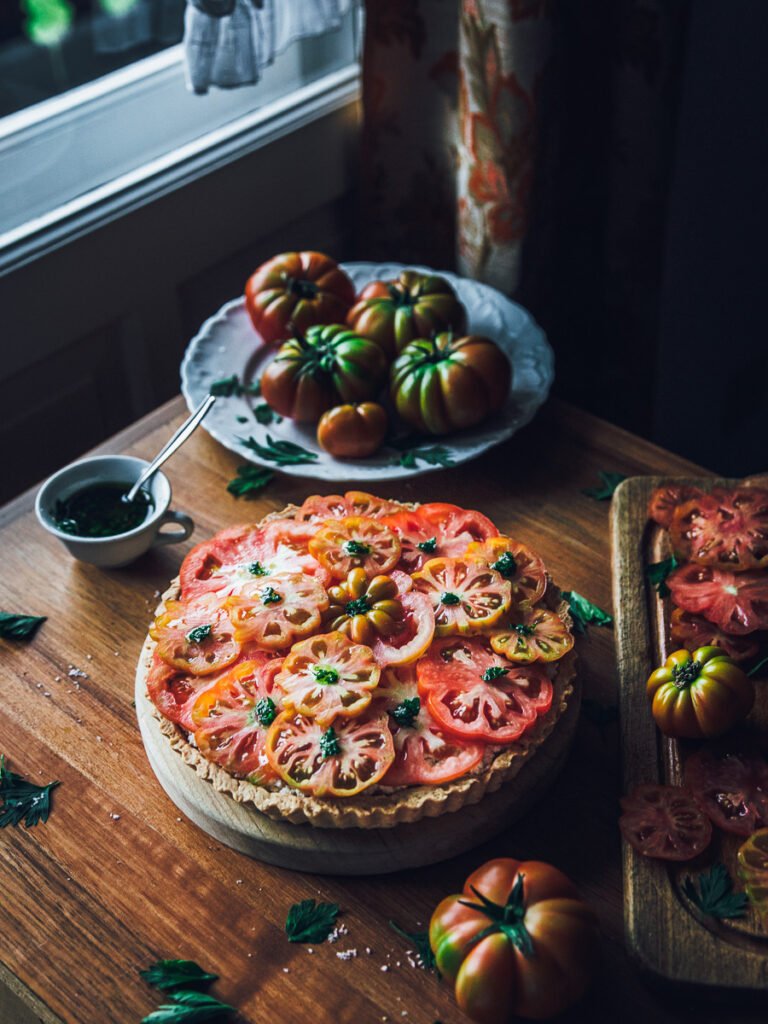 Tarte ai pomodori, ricotta e pesto di prezzemolo con farina Vitamill