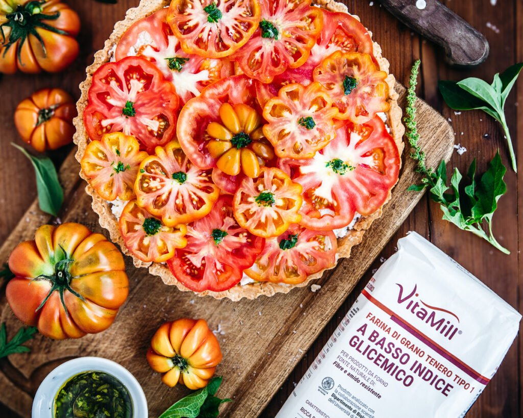 Tarte ai pomodori, ricotta e pesto di prezzemolo